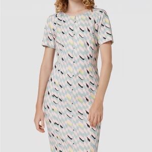 New! Designer Luxury MARC CAIN Pastel Geometric Zip Dress Size 6 Medium $495